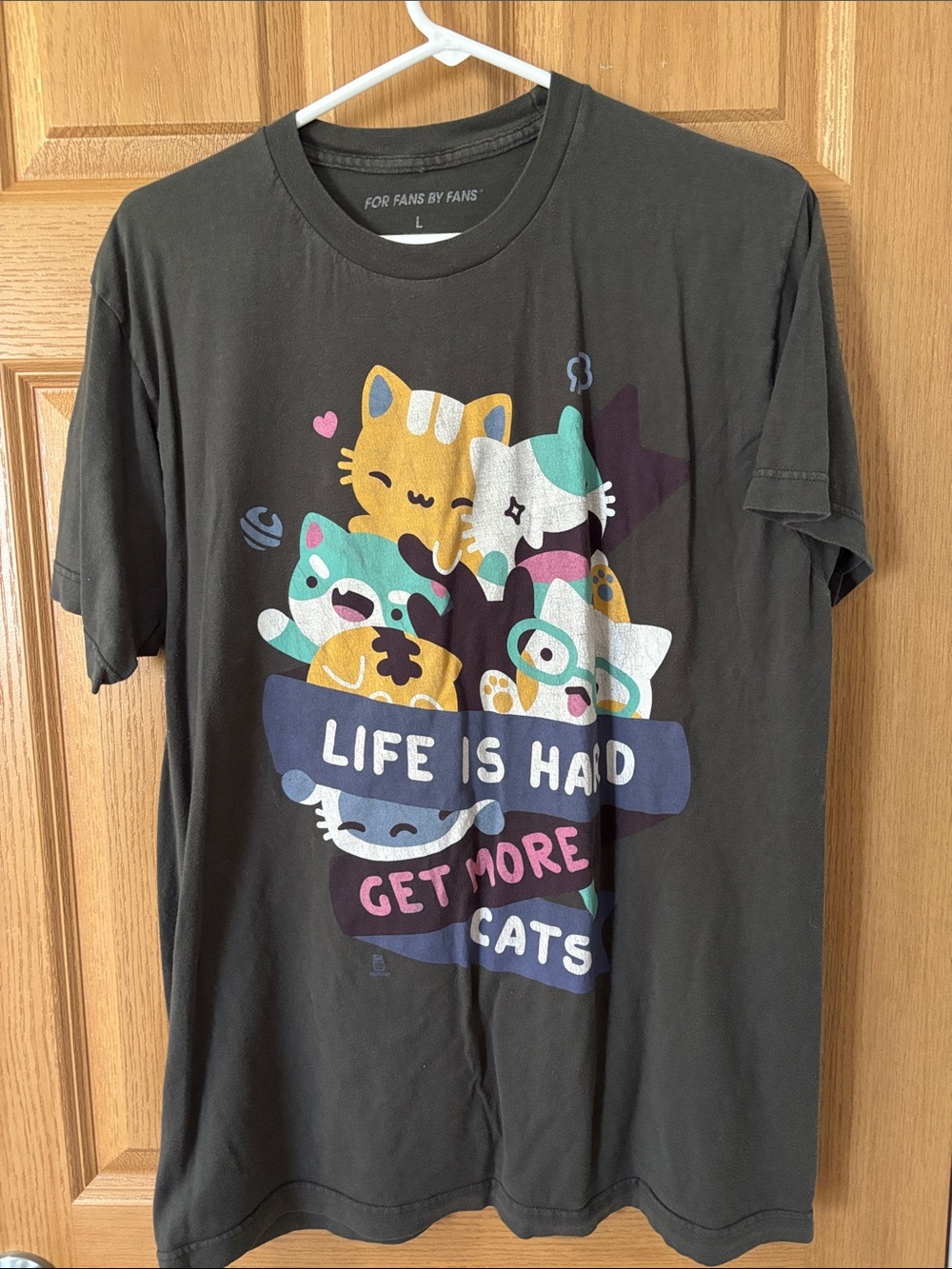 LIFE IS HARD, GET MORE CATS Womens Tee Shirt, Size Large